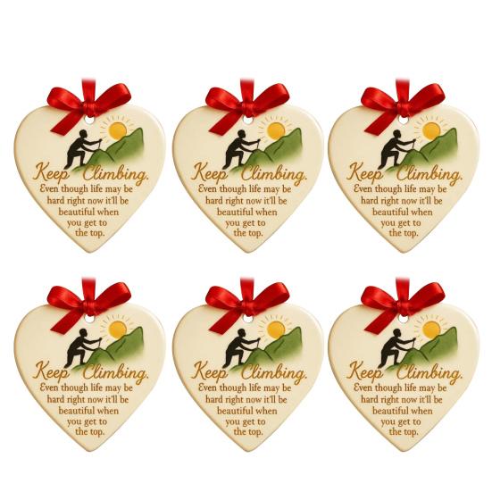 Keep Climbing Heart Ornament Inspirational Heart-Shaped Rock Climb Hanging Ornament for Xmas Tree Keepsake