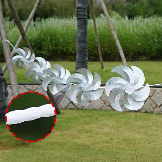 1 Set Reflektierende Windräder mit 10m Schnur Outdoor Vogelabwehr Windrad 8 Windräder Glitzerndes Gartenvogelabwehrgerät für Hof Obstgarten