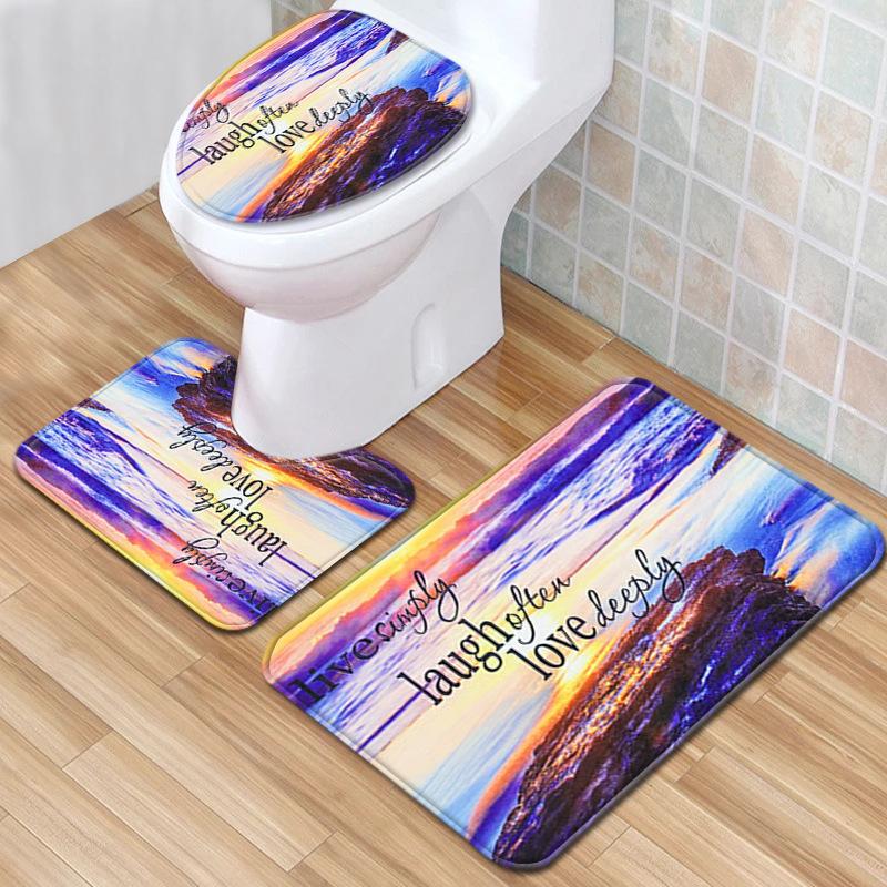 Creative Toilet Three-Piece Floor Mat Bathroom Three-Piece Carpet Doormat