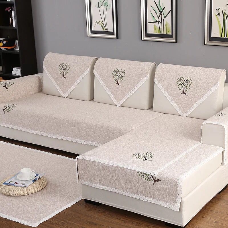 Cotton and linen fabric sofa cushions, non-slip cushions, all-season universal, simple, modern cotton and linen woven cushions