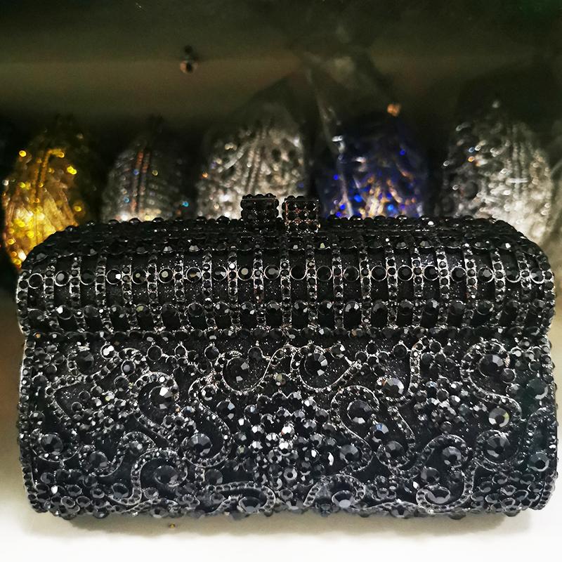 

White Rhinestone Evening Bag Lady Handbags Hollow Out Wome’s Diamond Dinner Bag Crystal Gold Metal Celebrities Clutches Bags 19cmX13cmX7cm