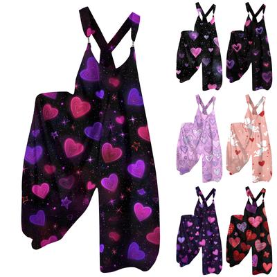 Women's  Overalls  Print Vintage Jumpsuit ,Non,Adjustable Straps,