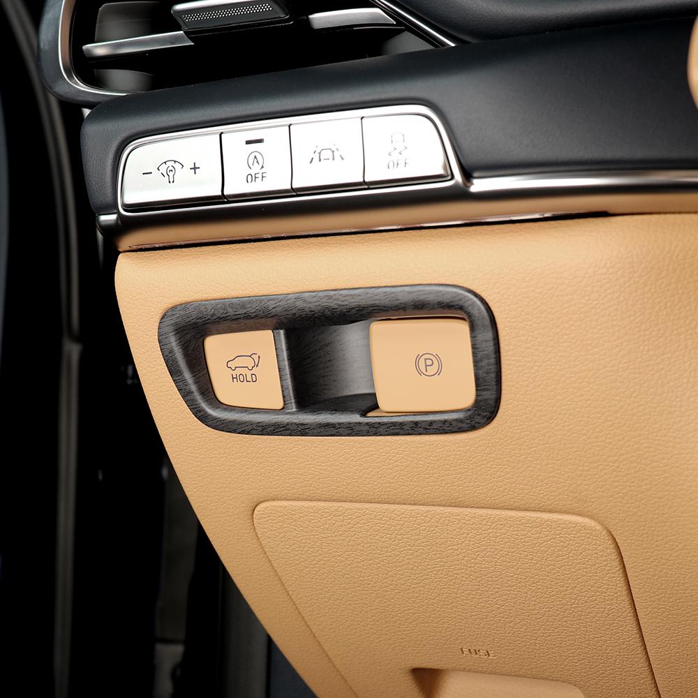For Genesis GV80 2021-2024 Car Accessories Wood Grain Auto Electronic Brake Button Control Panel Set Cover Trim Accessories LHD