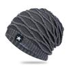 Thickened Fleece Pile Cap Rhombus Jacquard Hood Cap Fashion Beanies Hat  Winter