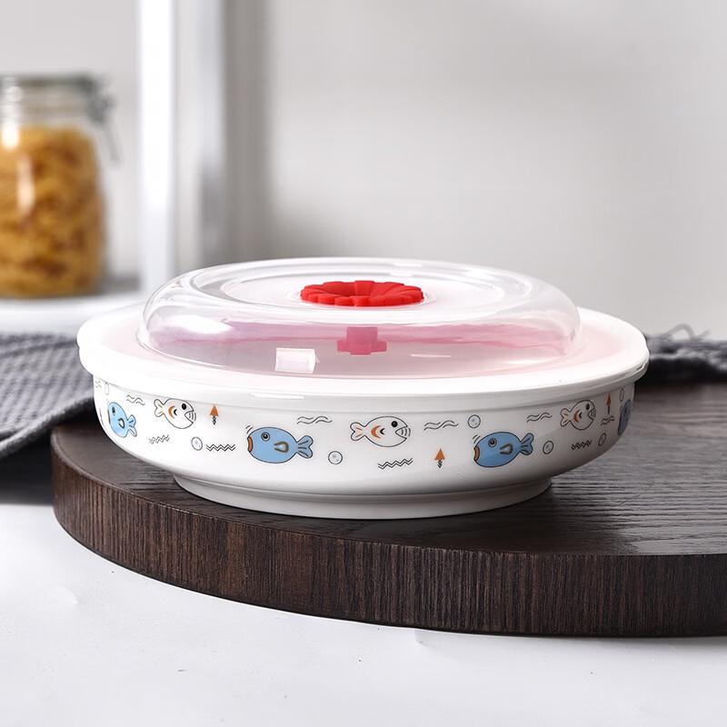 ZISIZ Microwaveable Enamel Meal Plate with Lid