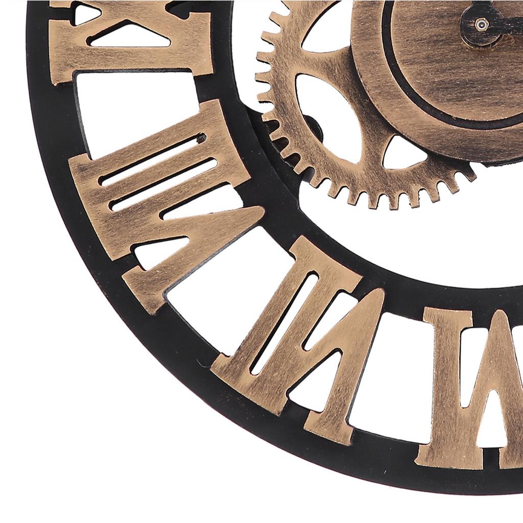 3D Rustic Handmade Wall Clock Gear Wooden Vintage Decor for Living Room/Office/Bar 80cm Gold