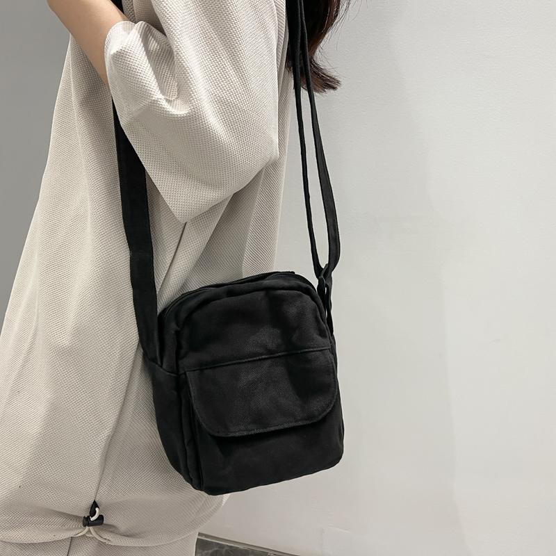Handytasche Einfarbig Umhängetasche Canvas-Tasche Damen Schultertasche Kleine Tasche