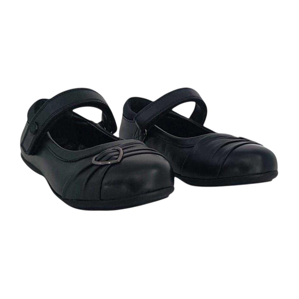 Pretty Green Girls Loreto Leather Cushioned Flat School Shoes