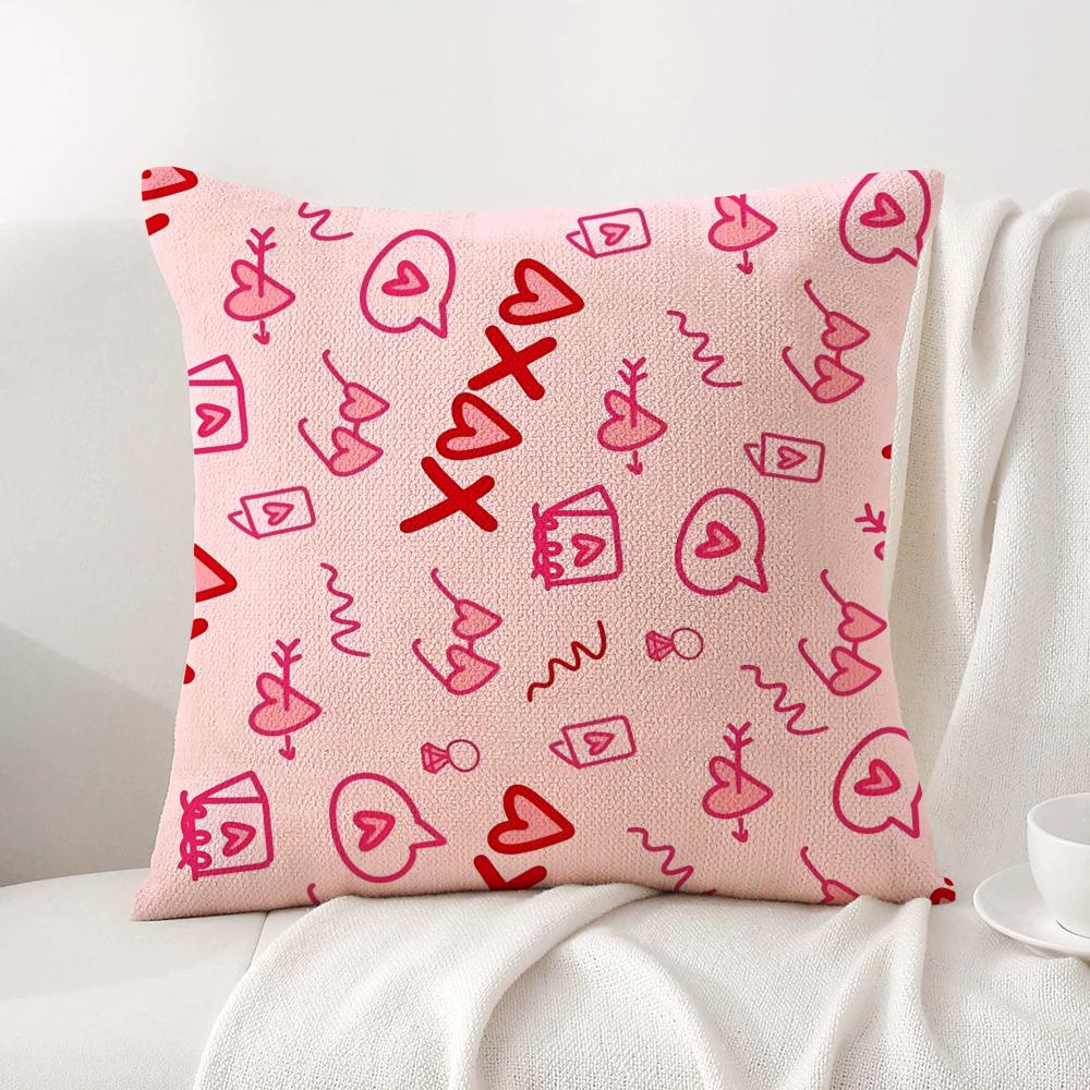 Hot Loving Heart Cushion Cover Natural Linen Organic Fabric DoubleSided Printing Sofa Home Decor Breathable Bed Pillow