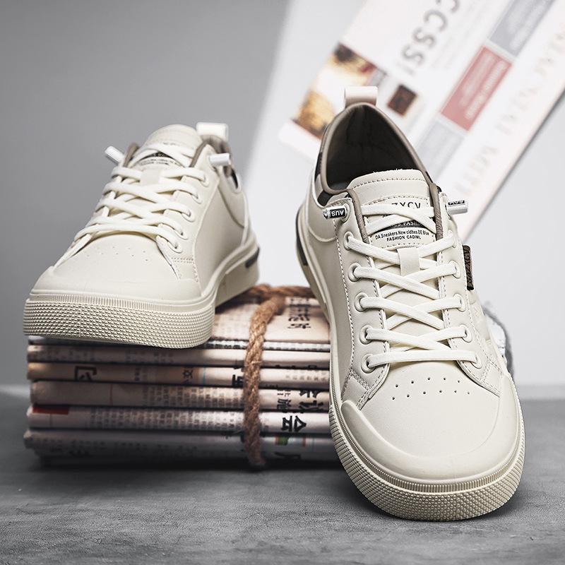 New autumn casual leather shoes sports board shoes trendy shoes KS 39 бежевый