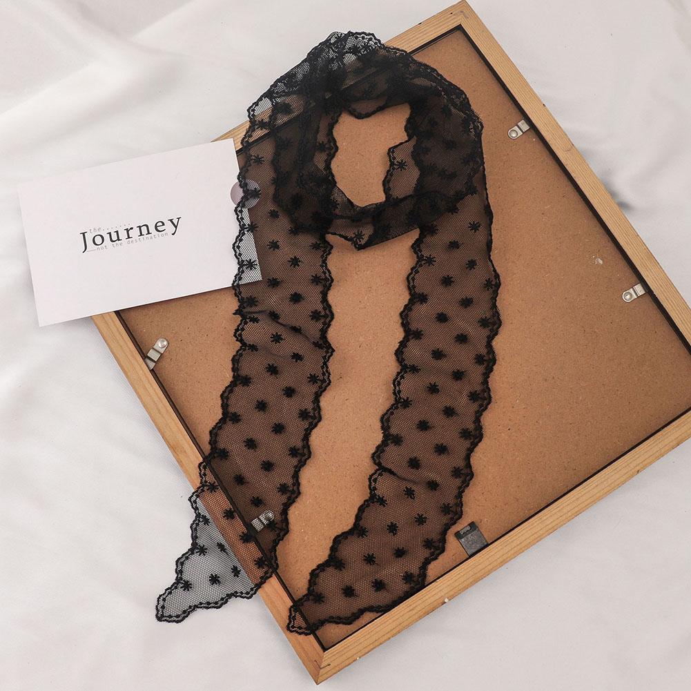 2026 New Ins Vintage White Lace Long Silk Scarf Women's Neck Scarf Y2k Narrow Hair Band Ribbon Head Wrap Decoration