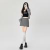 2025 Summer New Suit Fabric Skort Women High Waist A‑Line Anti‑Chafing Wrap Mini Skirt With Zipper For Petite Figures Slim Hip‑Hugging Style