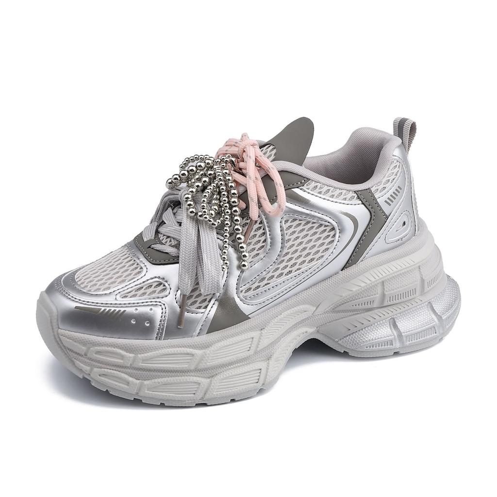 Grape mother summer new light and thin breathable mesh sneakers women's wear advanced sense small height increase women's shoes