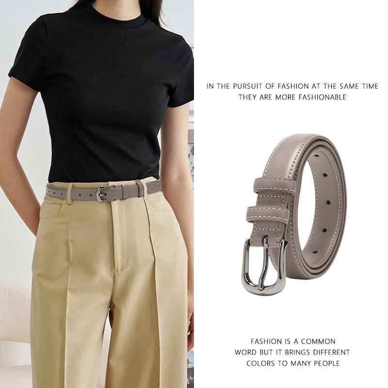 New Women'S Leather Belt Jeans Pin Buckle Belt Double-Sided Cowhide Design High-End Leather Belt Women