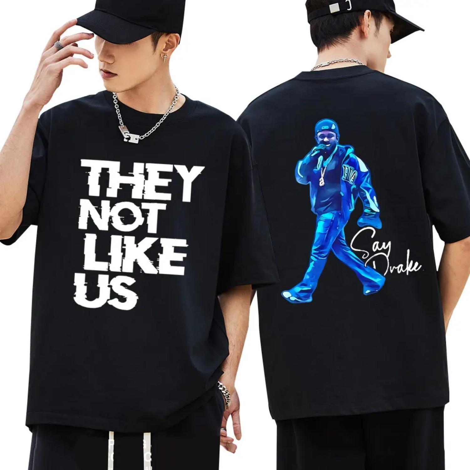 

Kendrick Lamar Say Drake T-shirt They Not Like Us Men Trendy Hip Hop Tees Oversized Cotton T-shirts Fans Gifts Streetwear S чёрный
