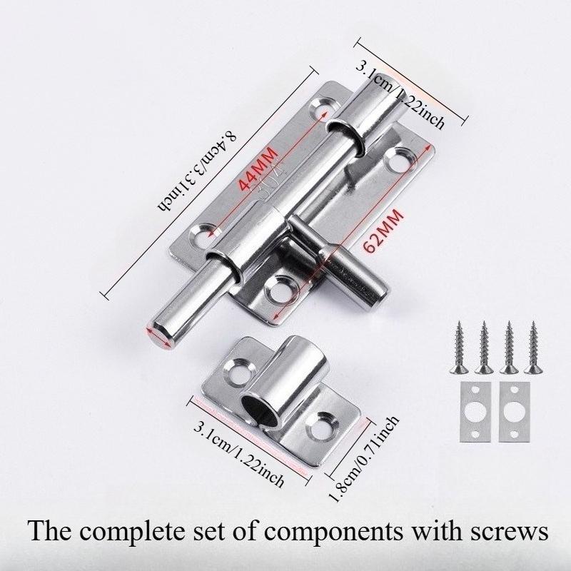 

1 КОМПЛЕКТ 304 нержавеющая сталь накладной засов утолщенный дверной засов противоугонный левая и правая дверная защелка, защелка для ванной комнаты деревянной двери бытовая фурнитура 8.4*3.1cm