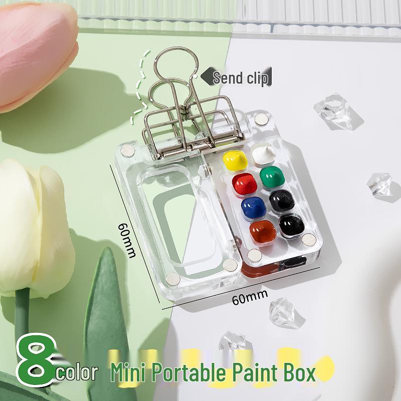 Mini Watercolor Walnut Box: Portable Travel Sketchbook & Palette