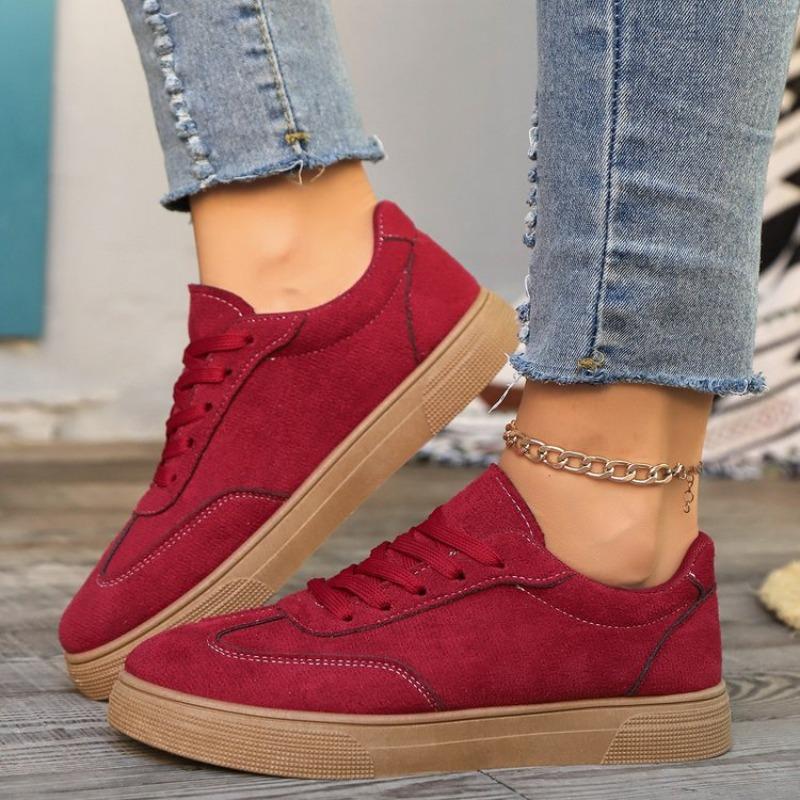 Women Sneakers Spring New Fashion Versatile Solid Color Sports Shoes Women Shallow Lace Decoration Outerwear Sneakers Women