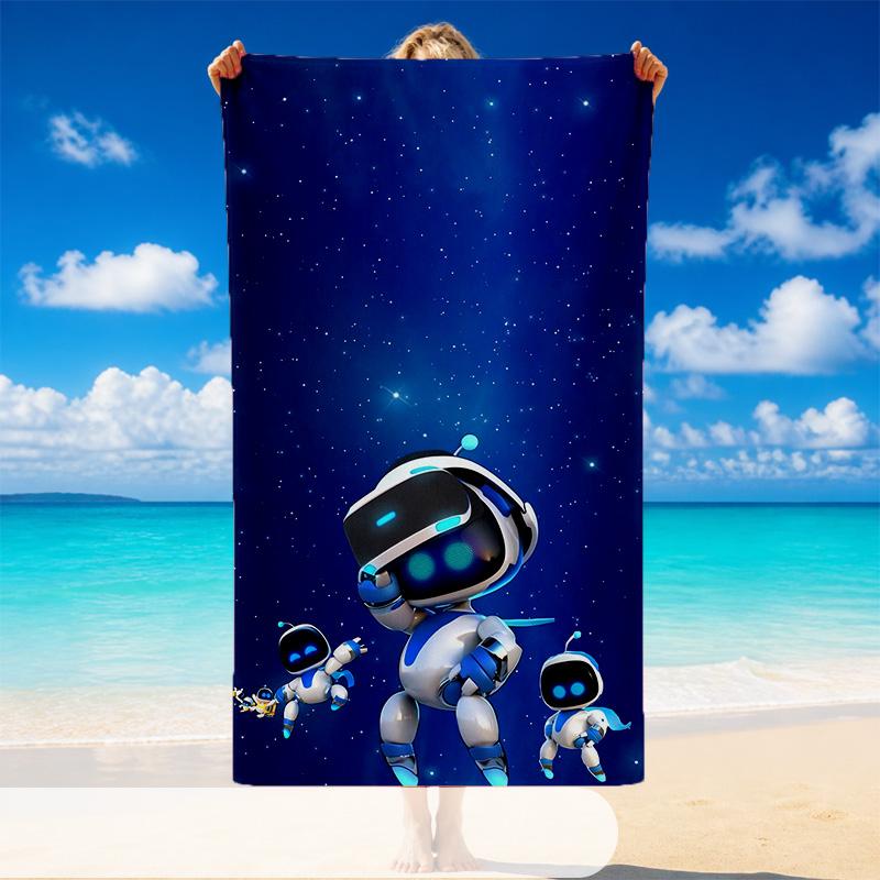 Quick Dry Beach Towel Astro Bot Pattern, Lightweight Absorbent Towel for Pool Beach Vacation Use