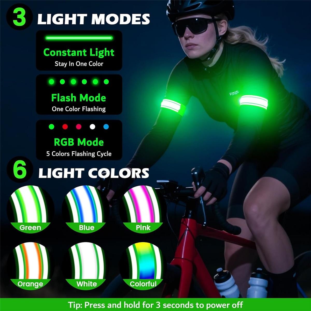 2 Pack LED Armband Rechargeable For Running Light Up Arm Bands For Night Walking High Visibility Reflective Running Blue
