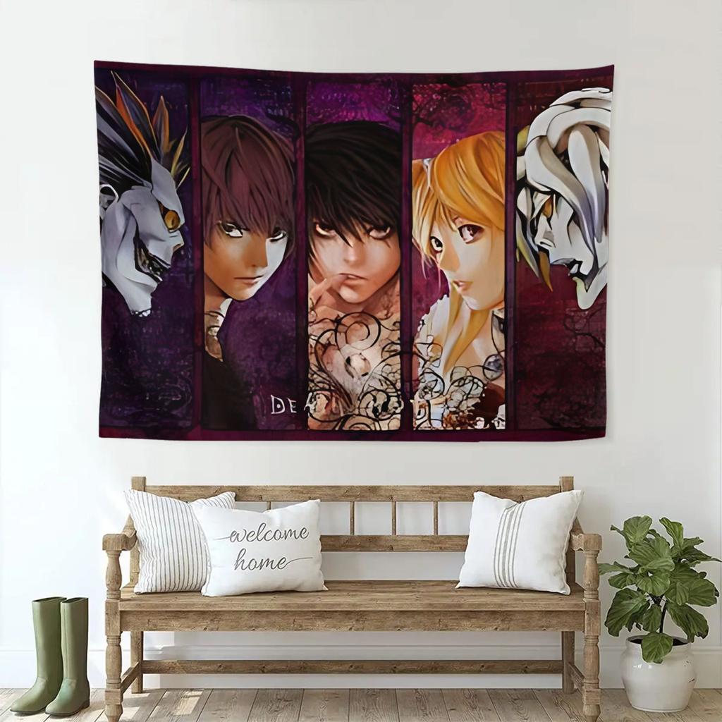 DDeath NNote Themed Wall Tapestry For Corridors Staircases Enhances Depth in Transitional Areas Ideal Anime Home Decor