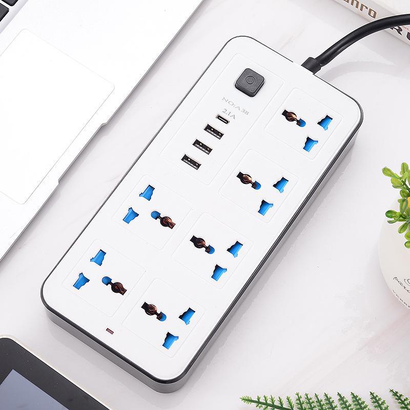 International Universal Power Strip with USB, Multi-Purpose UK & EU Plug Board with Switch
