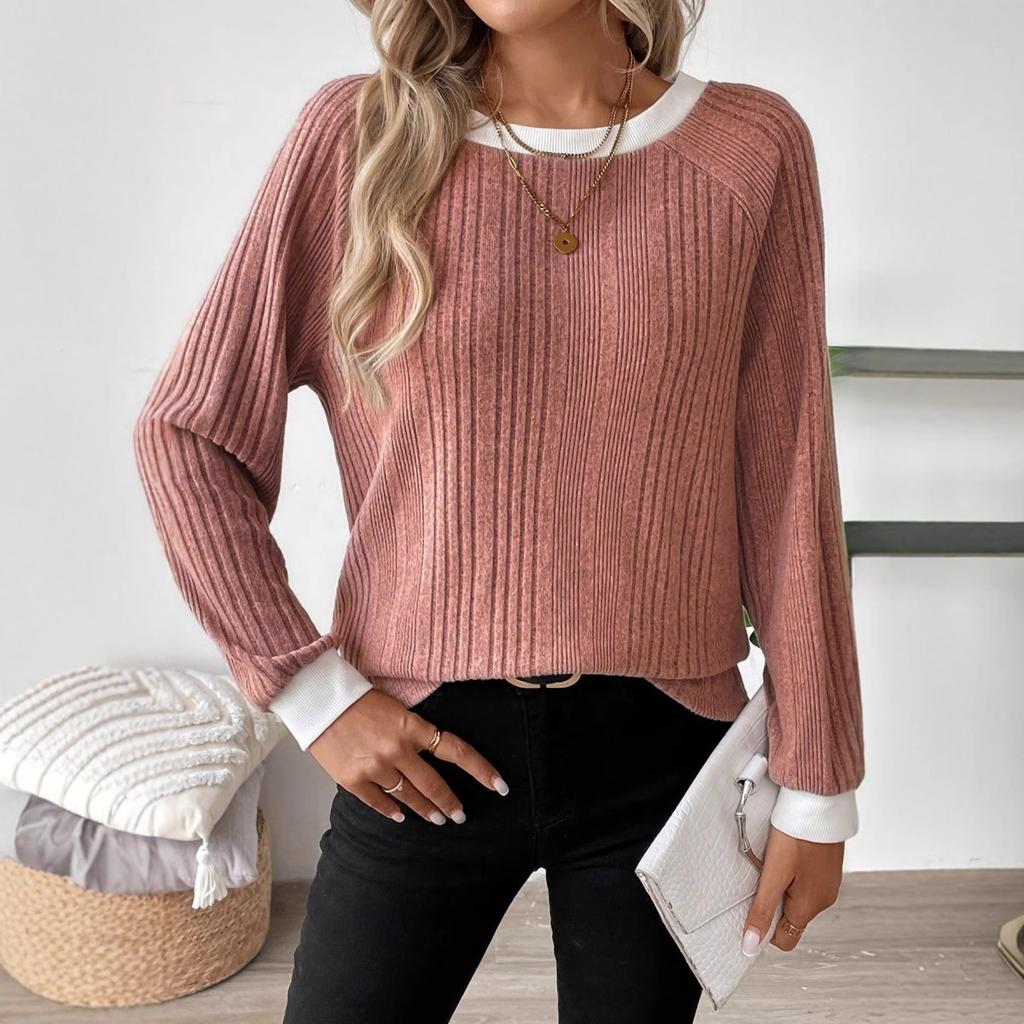 2025 Autumn and Winter , Long Sleeved, Solid Color, Ribbed Pit Stripe, Long Sleeved Sweater, Autumn and Winter Inner Wear, Thick and Warm Sweater