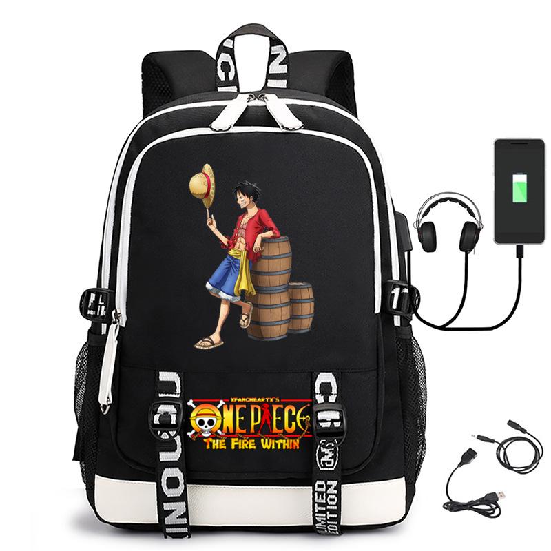 Hot-selling ONE PIECE Luffy backpack usb charging large capacity bag