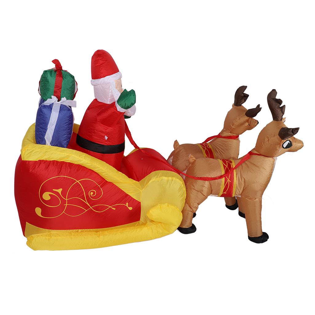 Aufblasbarer Weihnachtsmann im Schlitten mit Rentieren 7FT Polyesterfaser Weihnachten Aufblasbar für den Garten