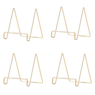 Alpha Depot Gold Wire Bookstand, Photo Stand, Colored Paper, Catalog Easel, Dish Stand, Metal (4 Gold Large)