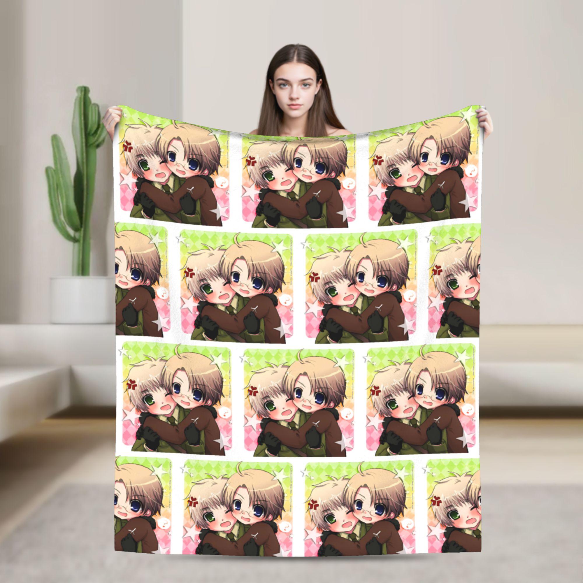 

Hetalia Anime Cute Blankets Velvet Textile Decor Multifunction Ultra-Soft Throw Blanket for Bedding Bedroom Rug Piece 200x150cm 80x60in