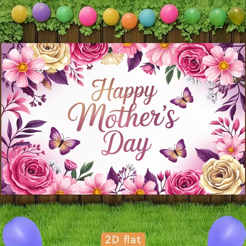 2D Happy Mother's Day Backdrop, Spring Flower Background for Mother's Day