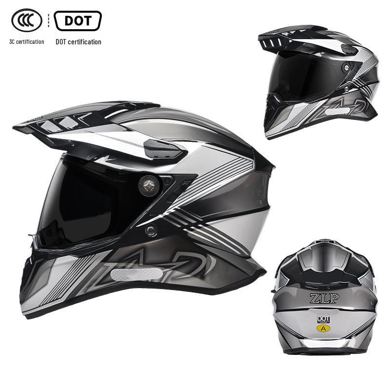 A-Class Unisex Motorcycle Helmet: Double Visor Full Face for Touring & Off-Road Use
