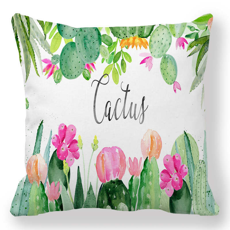 Indoor Home Bedroom Sofa Bed Chair Pillow Suite Room Aesthetic Art Cactus Succulent Plant Pillowcase
