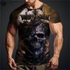 Summer Round Neck 3D Vintage Horror Skull Pattern Print Top Fashionable Casual Short Sleeved Men's T-shirts
