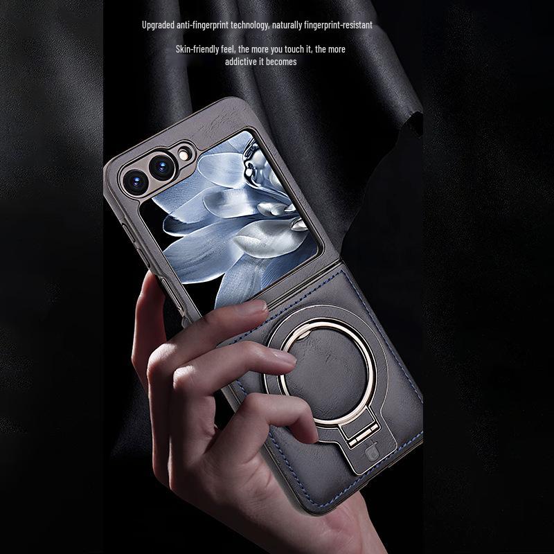 Foldable Magnetic Stand for Samsung Z Flip 5/6 - Drop-Proof Full Coverage Business Leather Case
