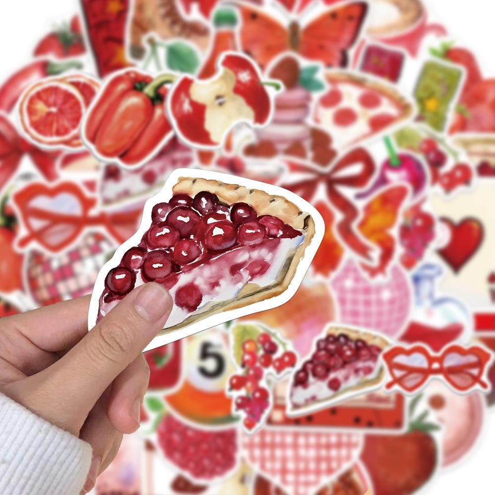 10/30/50pcs Cherry Downtown Art Stickers Red INS Style Cartoon Decals DIY Phone Case Notebook Luggage Aesthetic Graffiti Sticker