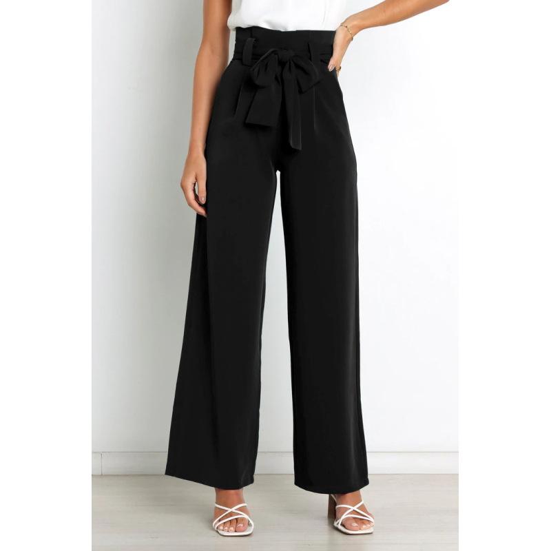 Pantaloni da abito da donna estivi da ufficio Pantaloni casual versatili a gamba larga con pantaloni a cintura