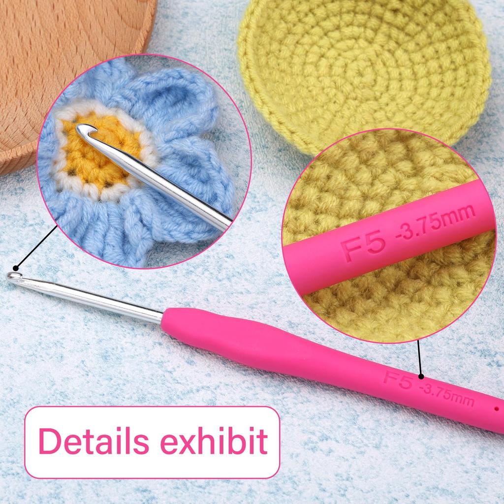 Fenrry 9pcs Knitting Tool  Soft Handle Aluminum Crochet Sweater Needle TPR DIY Craft Scarf Sewing Needles Knitting