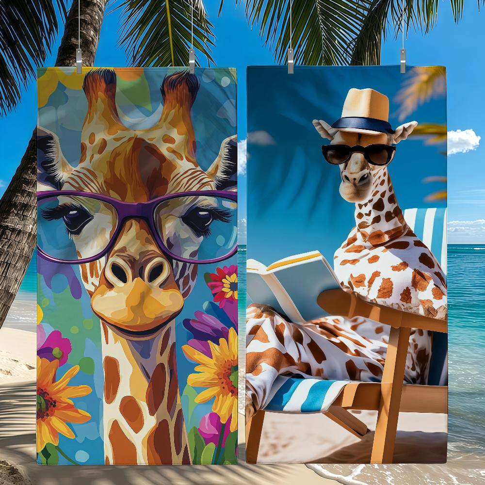 Tropische Giraffen im Urlaub Handtuch Schnelltrocknend Strandtücher Sind Geeignet Für Schwimmbäder Camping Yoga Und Das Fitnessstudio