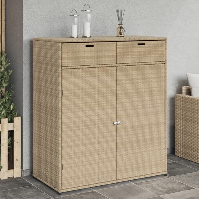 VidaXL Armoire de Rangement de Jardin, Organisateur de Terrasse avec Porte, Meuble d'Extérieur Patio Arrière-cour, Beige 365566