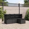 VidaXL Garden Lounge Set 4 Pcs with Cushions Black Wicker 3217535