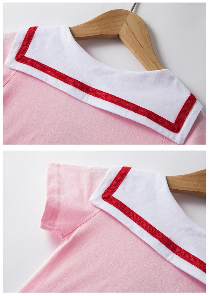 Hello Kitty Girls' Short-Sleeve Summer Dress - New Style, Pure Cotton, Lightweight Skirt