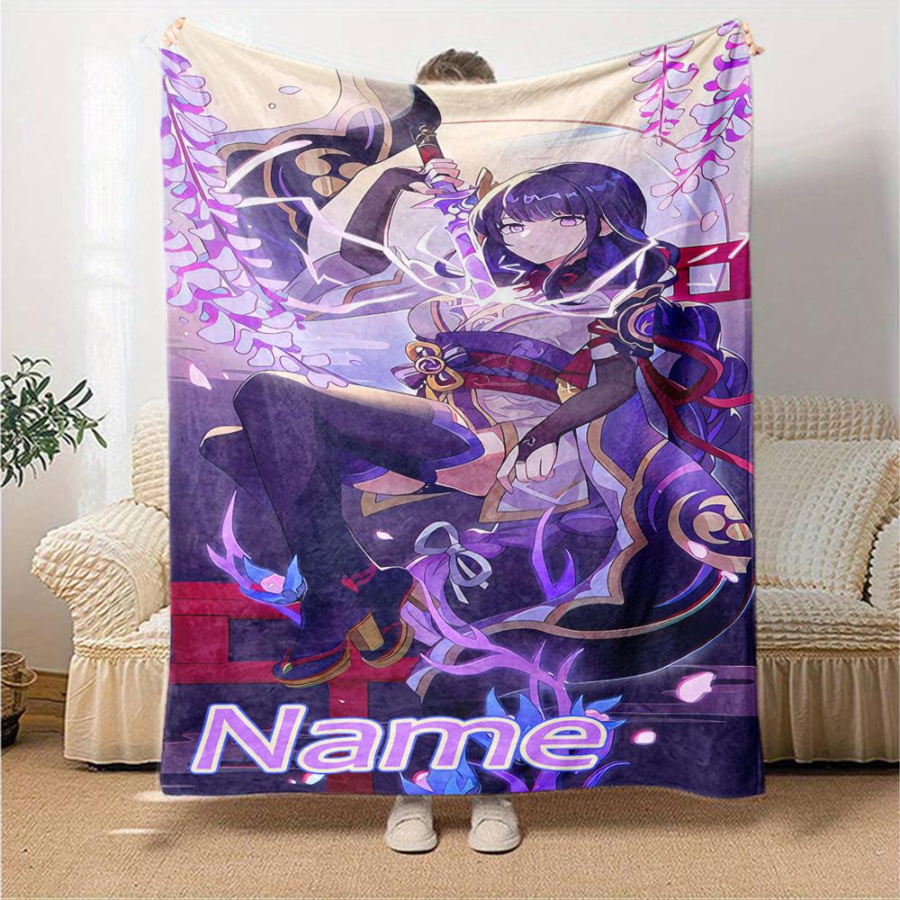 Customiz Name Personality Genshin Impact Balzebub Blanket Soft &Warm Sofa Office Bed Travel Lunch Break Blanket, Gift Suitable All Seasons