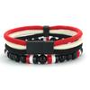 New Creative National Flag Color String Bracelet For Men 8mm Obsidian Strand Braslet Grade A 4mm Cord Chain Wrap Braclet Homme