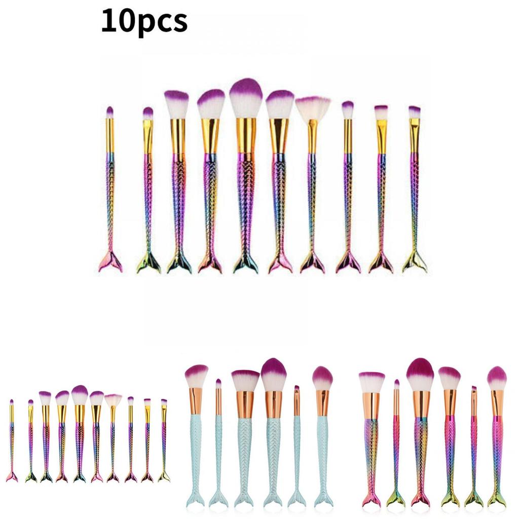 Beautiful Mermaid Makeup Brush Set With Nylon Bristles For Flawless Application And Stylish Design