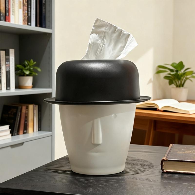 Top Hat Shaped Tissue Dispenser Decorative ABS Organizer for Living Room Bedroom Tabletop Home Essential
