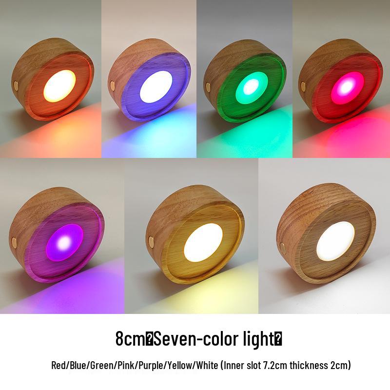 LED-Lit Solid Wood Base DIY Aromatherapy Diffuser with Stone Crystal Ornament