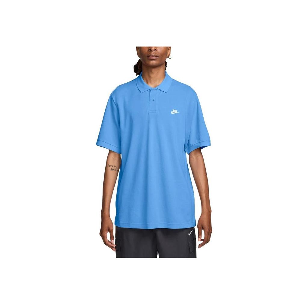Nike Logo Embroidered Button Short Sleeve Loose Polo Shirt Men Polo Shirts Blue FN3895-412