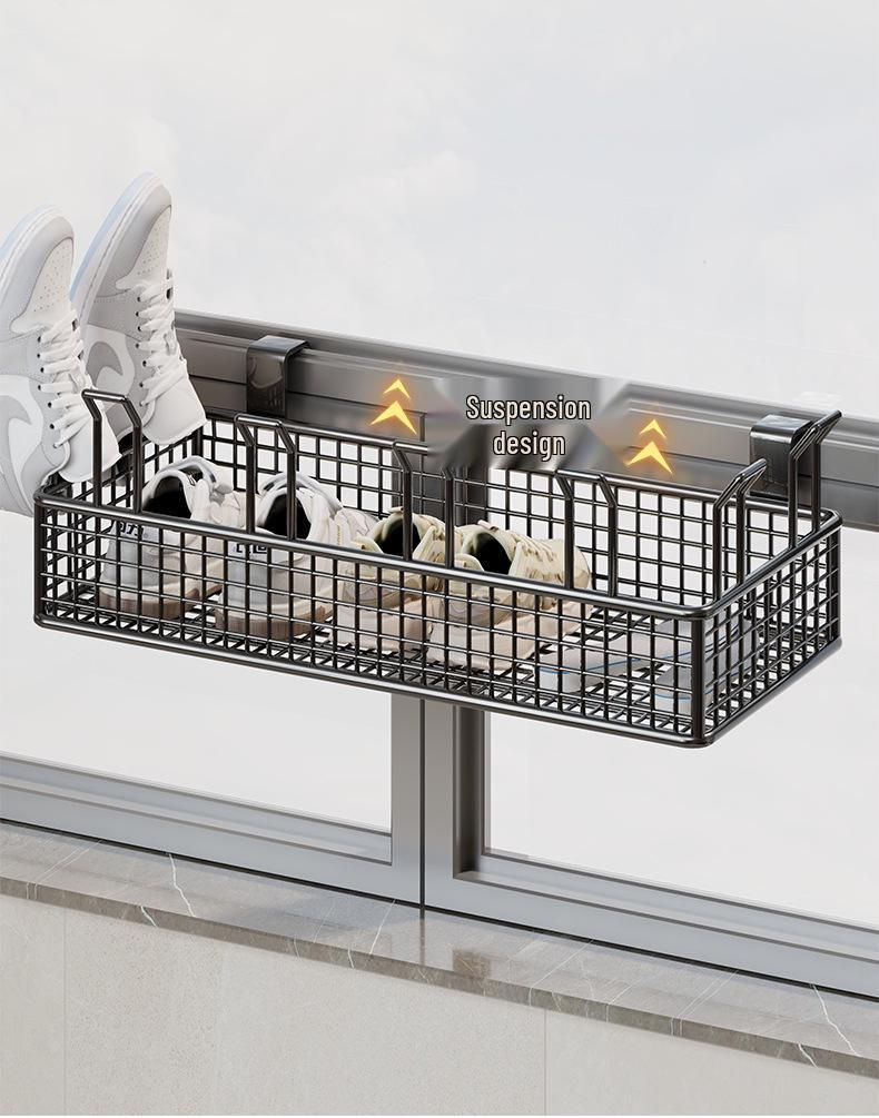 Outdoor Shoe and Clothes Drying Rack with Anti-Theft Window Hook
